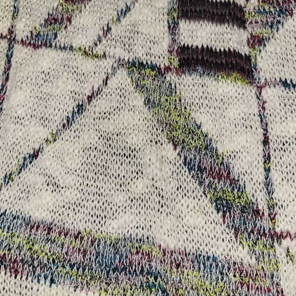 Buckle Knitted Open Front Drape Cardigan Sweater Off White Multi L - Picture 3 of 10